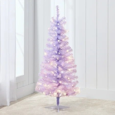 Best Choice Products 4ft Prelit Colored Christmas Tree, Artificial Tree Holiday Decor w/ LED Lights - Lavender 1799
