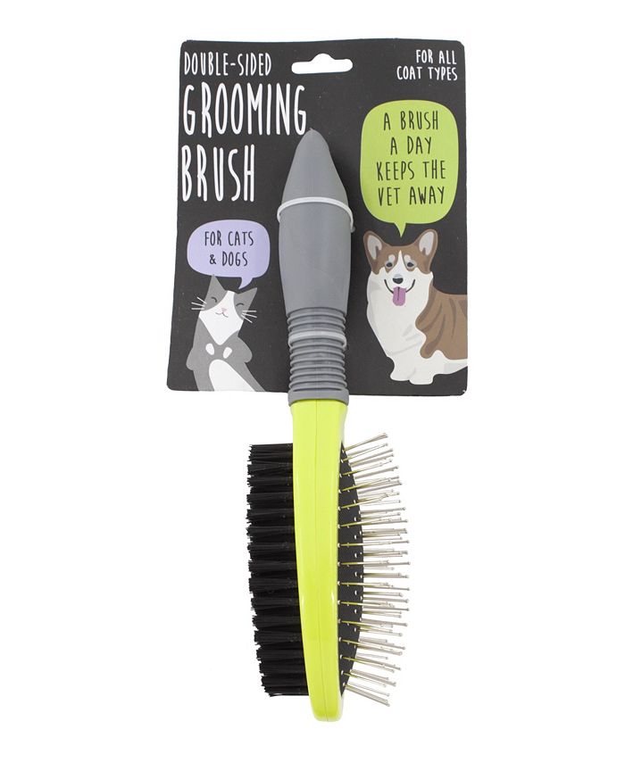 Precious Tails Dog Brush, Cat Brush, Pet Detangling Grooming Brush, Double Sided Soft Bristles Slicker Brush for Hair Removal of Pets - Green - S -F9-0116