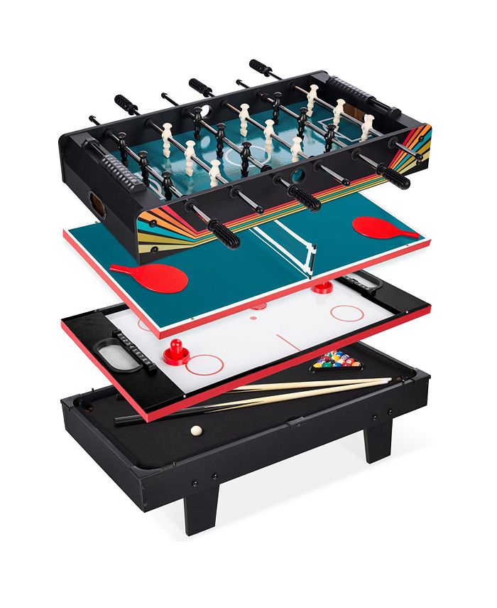 Best Choice Products 4-in-1 Multi Game Table, Childrens Arcade Set w/ Pool Billiards, Air Hockey, Foosball - Multi - E3 - 1634