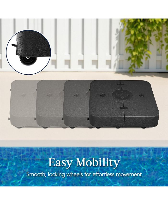 Best Choice Products Heavy-Duty Outdoor Cantilever Base Stand w/ Wheels, Locks, Fillable 330lb Capacity - Black - M10 - 1972
