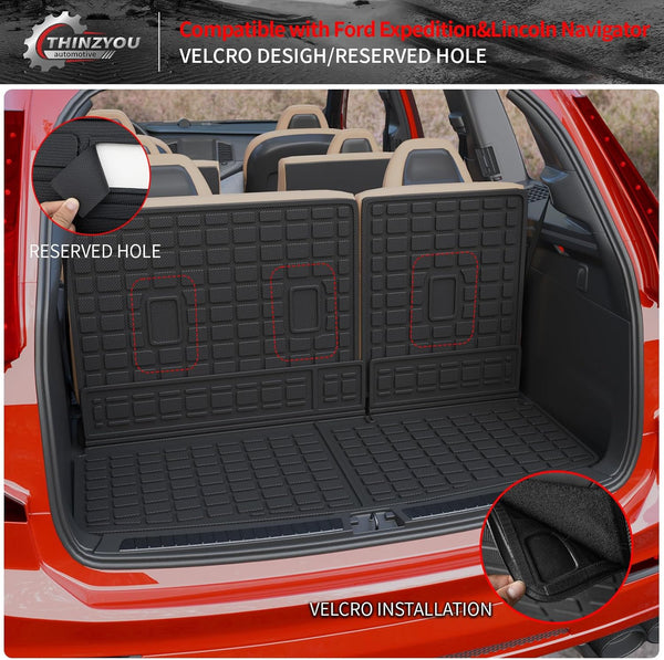 Cargo Mat Compatible with 2018-2024 Ford Expedition Lincoln Navigator (Not for Max or L Models) Cargo Liner Trunk Liner 2023 Expedition 7&8 Seats Accessories (Trunk Mat+Backrest Mats) 1945