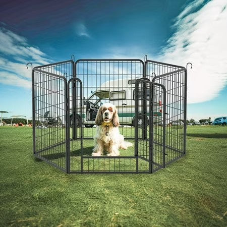 6 Panels Heavy Duty Metal Playpen with door,31.7"H Dog Fence Pet Exercise Pen for Outdoor, Indoor - D6 - 524