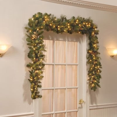 National Tree Company 9 ft. Carolina Pine Garland with Battery Operated LED Lights - E1 - 869