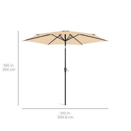 Best Choice Products 10ft Outdoor Steel Market Patio Umbrella w/ Crank, Tilt Push Button, 6 Ribs - Sand - E3 - 964