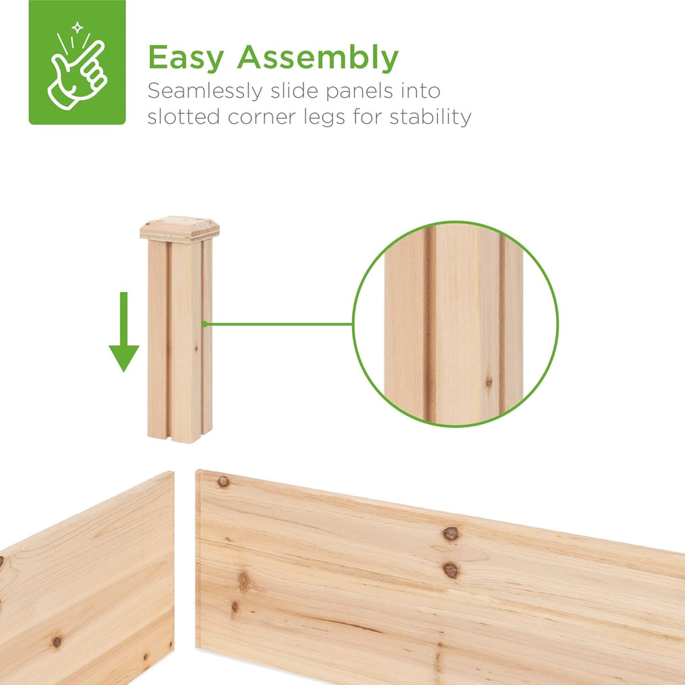 Best Choice Products 8x2ft Outdoor Wooden Raised Garden Bed Planter for Vegetables, Grass, Lawn, Yard - Natural 1432