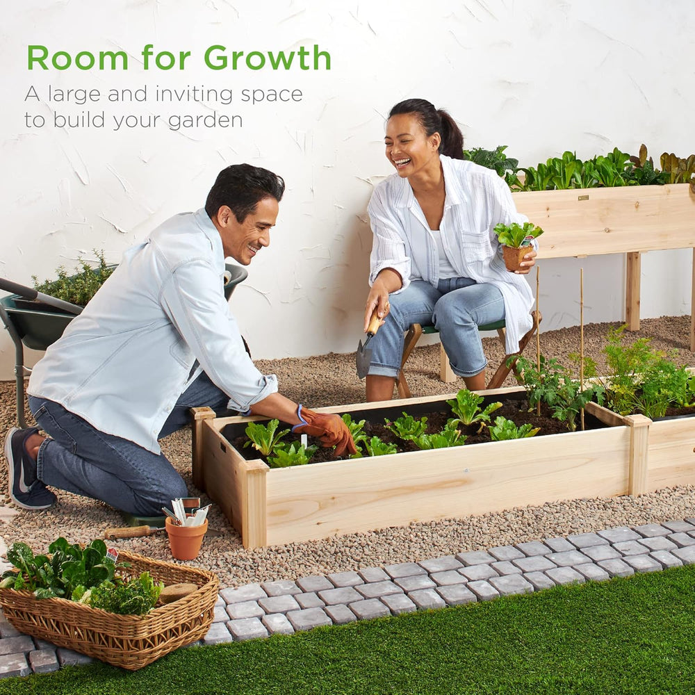 Best Choice Products 8x2ft Outdoor Wooden Raised Garden Bed Planter for Vegetables, Grass, Lawn, Yard - Natural 1432