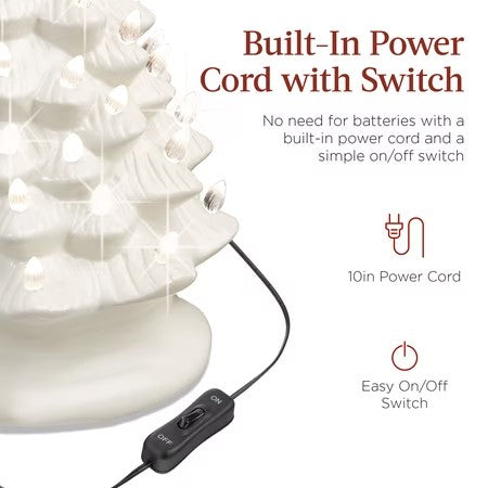 Best Choice Products 15in Ceramic Christmas Tree, Pre-lit Hand-Painted Holiday Decor w/ 64 Lights - White w/ Warm White Bulbs -E1-1646