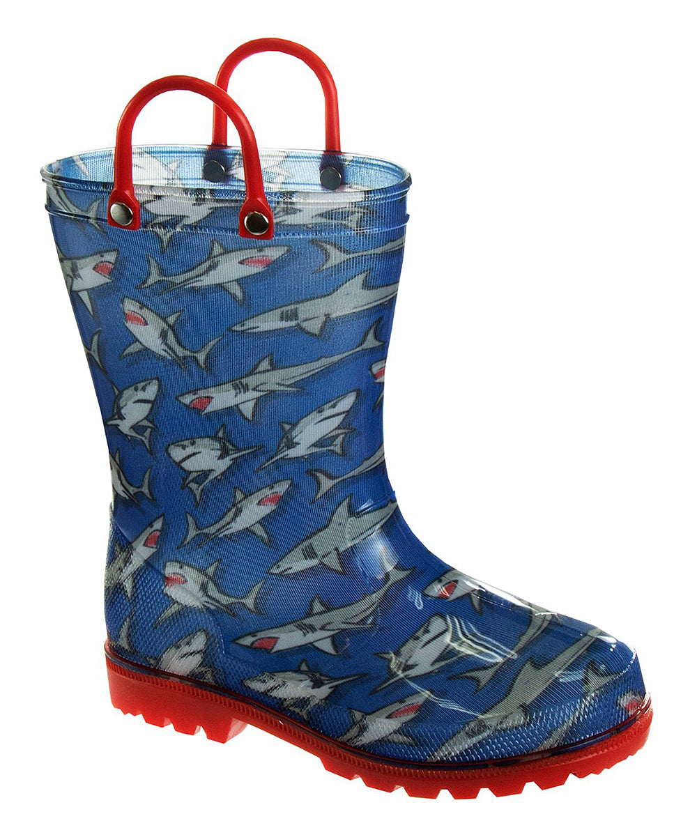 Josmo Boys' Rain Boots BLUE - Blue & Red Sharks Rain Boots - Boys Size 11 - G4 - 841