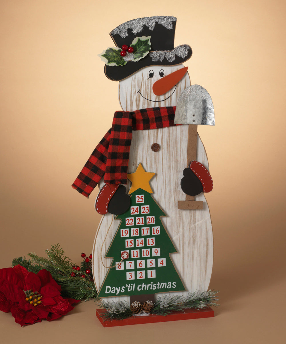 The Gerson Company Decorative Figurines - White & Red Wood Snowman Countdown Calendar Sign - G13 - 230