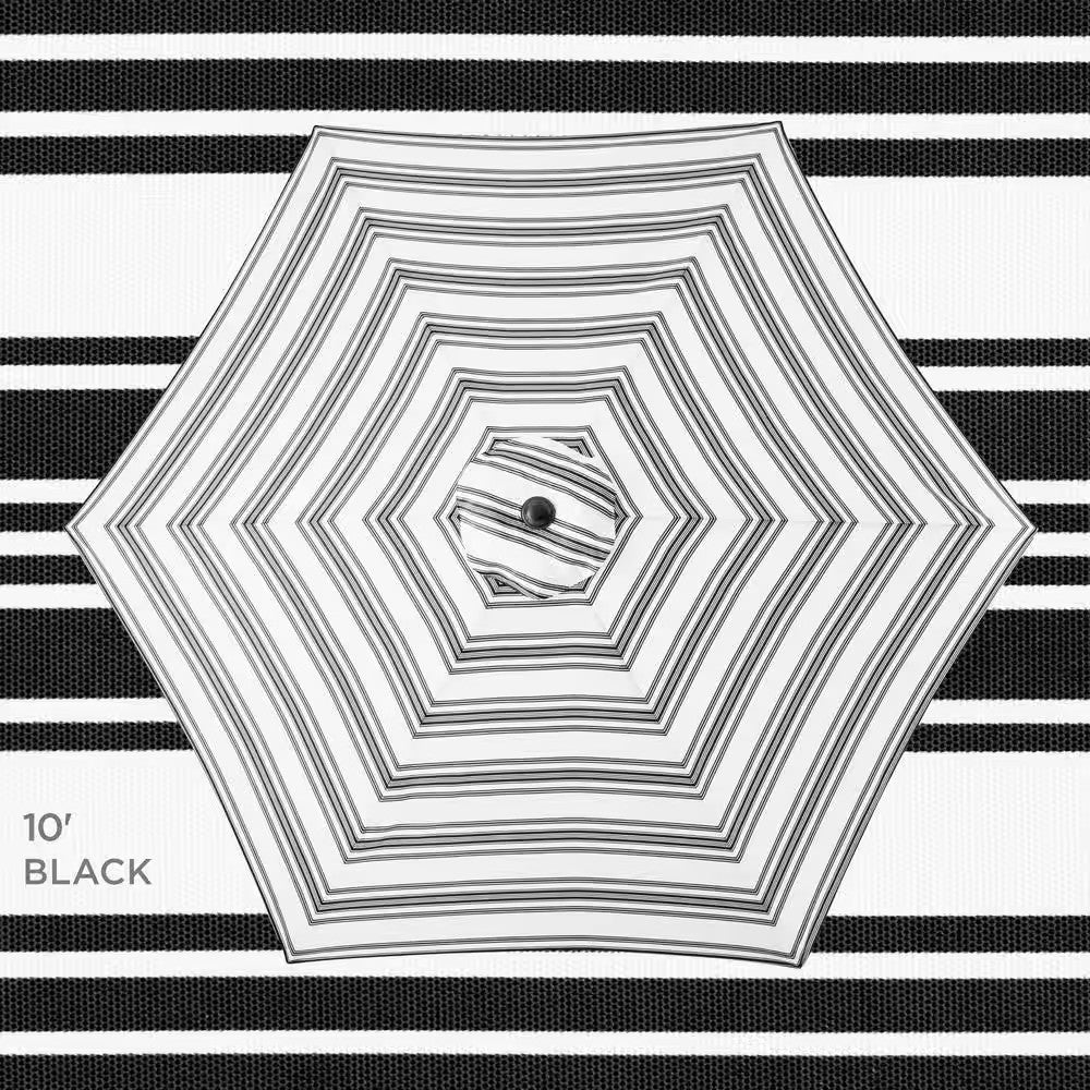 10 ft. Steel Market Tilt and Crank Patio Umbrella in Black Stripe 1809