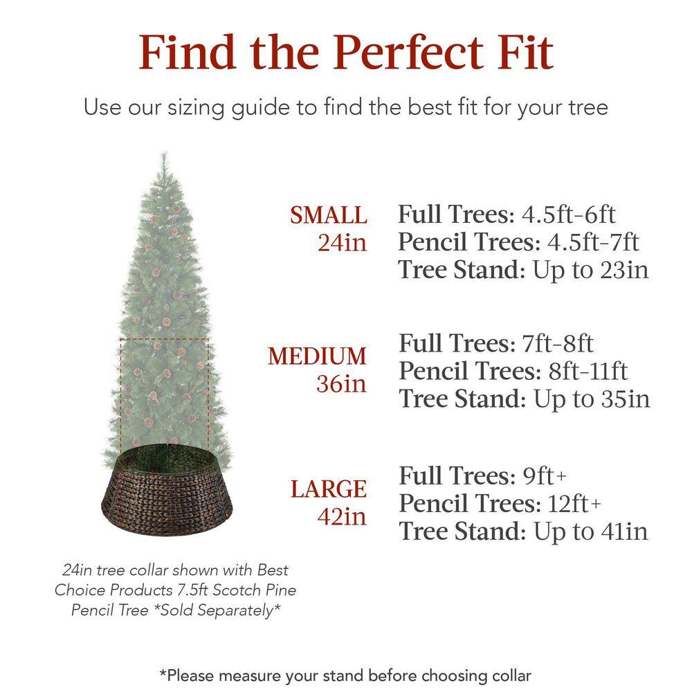 24 in. Chestnut Woven Hyacinth Christmas Cellulose Tree Collar with Cord Cut-Out - F9 - 1059 -E1-1638