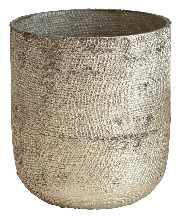 Silvertone Distressed Votive Holder -B4-0482