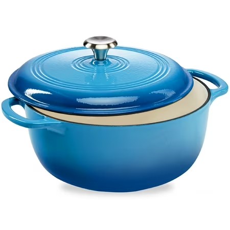 Best Choice Products 7.5 Quart Enamel Cast-Iron Dutch Oven, Heavy-Duty Cookware w/ Dual Handles, Lid - Blue -C6-0405