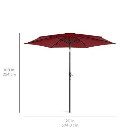 Best Choice Products 10ft Outdoor Steel Market Patio Umbrella w/ Crank, Tilt Push Button, 6 Ribs - Red 1493
