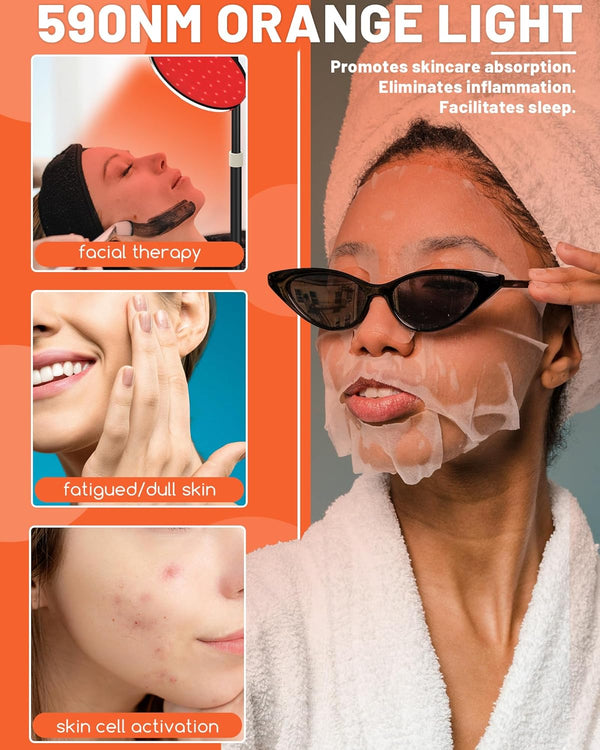 Red Light Therapy Lamp for Face- Facial and Body Treatment with Adjustable Height Stand, 120 LEDs, 590nm, 660nm, 660nm+940nm - Alleviate Muscle Soreness, Skin Vitality, Black 1739