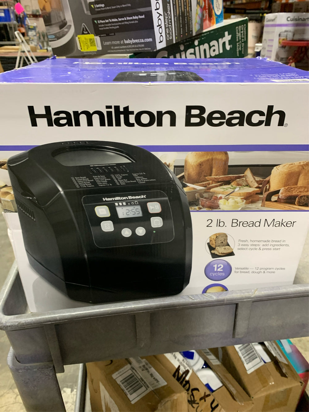 Hamilton Beach Automatic Bread Maker Machine, Digital, Programmable, 12 Settings + Gluten Free, PFAS-Free Nonstick Pan + Kneading Paddle, 2 lb Capacity, Black -A9-1243