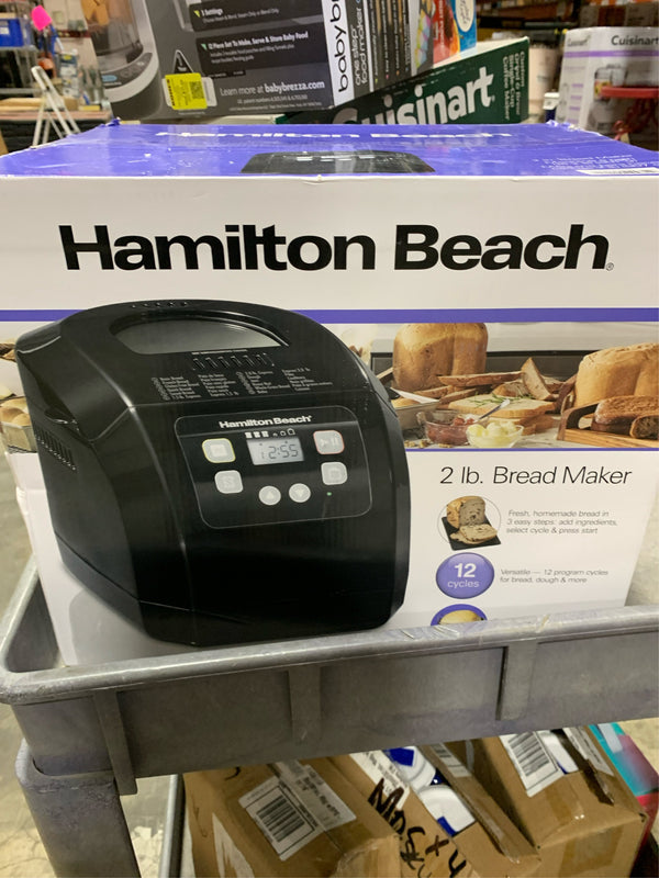 Hamilton Beach Automatic Bread Maker Machine, Digital, Programmable, 12 Settings + Gluten Free, PFAS-Free Nonstick Pan + Kneading Paddle, 2 lb Capacity, Black -A9-1243