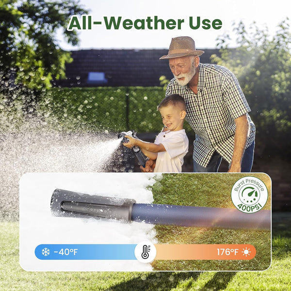 Gotron Garden Hose 50ft, Non-Expanding Lightweight Water Hose with 7 Function Nozzle & 360  Swivel Grip, Flexible, Kink-Free, Wear-Resistant, Leak-Proof, 3/4" Thickened Connector, Yard, Garden 1972