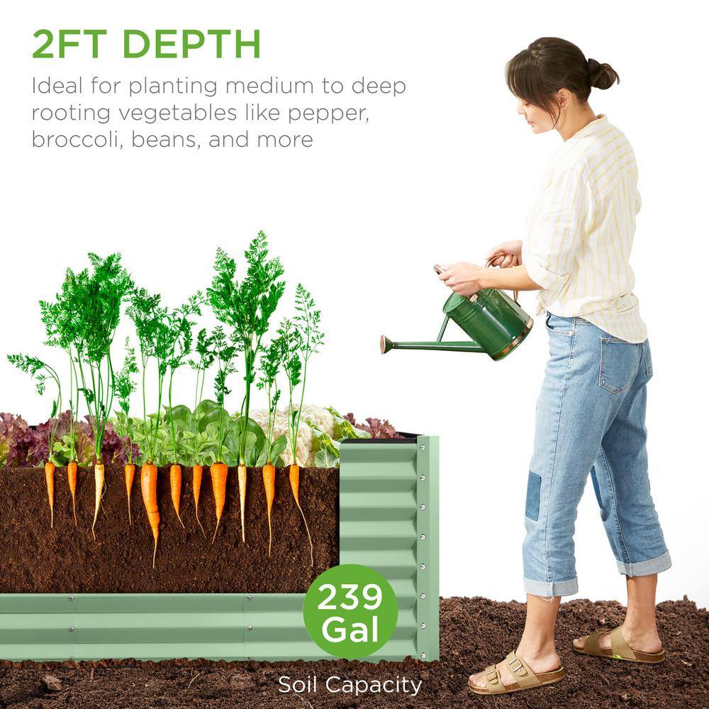 8 ft. x 2 ft. x 2 ft. Sage Green Rectangular Steel Raised Garden Bed Planter Box for Vegetables, Flowers, Herbs - M5-1934