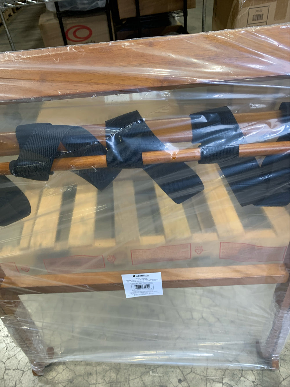 Whitmor Luggage Racks Mahogany - Mahogany & Black Folding Luggage Rack -G13-0238