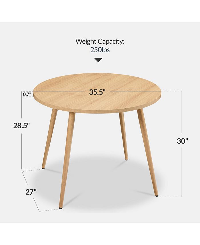 Best Choice Products Round Mid-Century Modern 35.5in Dining Table, Dinette for Home or Kitchen w/Wood Finish Steel Legs - Tan/Beige - E9 - 1055