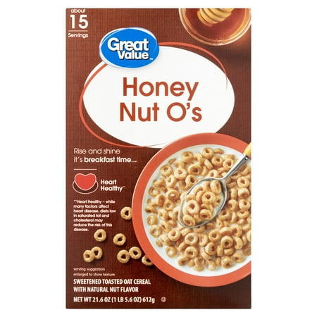 Great Value Honey Nut O's Oat Breakfast Cereal, 21