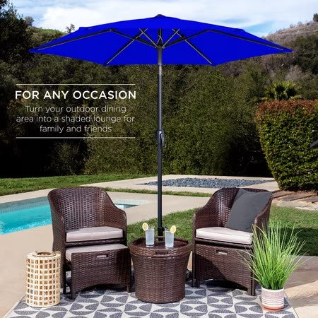 Best Choice Products 7.5ft Heavy-Duty Outdoor Market Patio Umbrella w/ Push Button Tilt, Easy Crank - Cobalt Blue - K14 - 1939