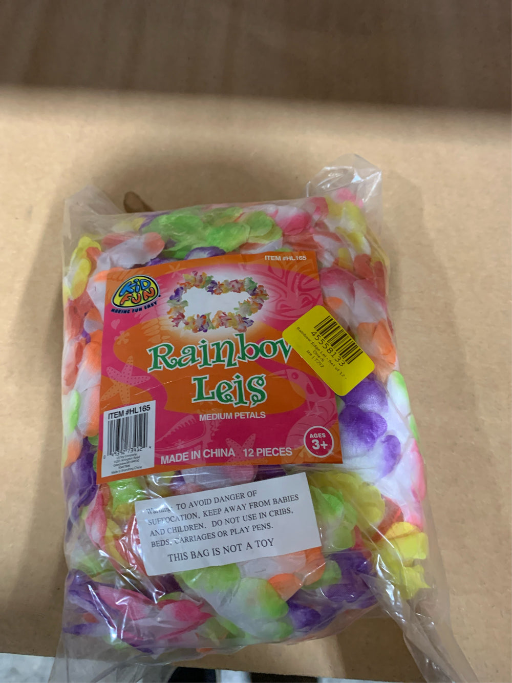 12 Pack Medium Petal Bright Color Luau Party Hawaiian 38 Fabric Leis Rainbow -E9-0135