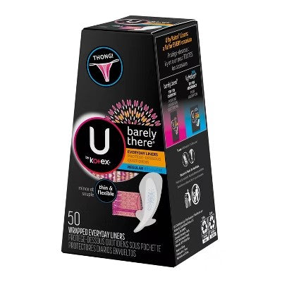 (Pack of 4) U by Kotex Barely There Liners Thong Light Absorbency Fragrance-Free - 50ct - C13 - 541