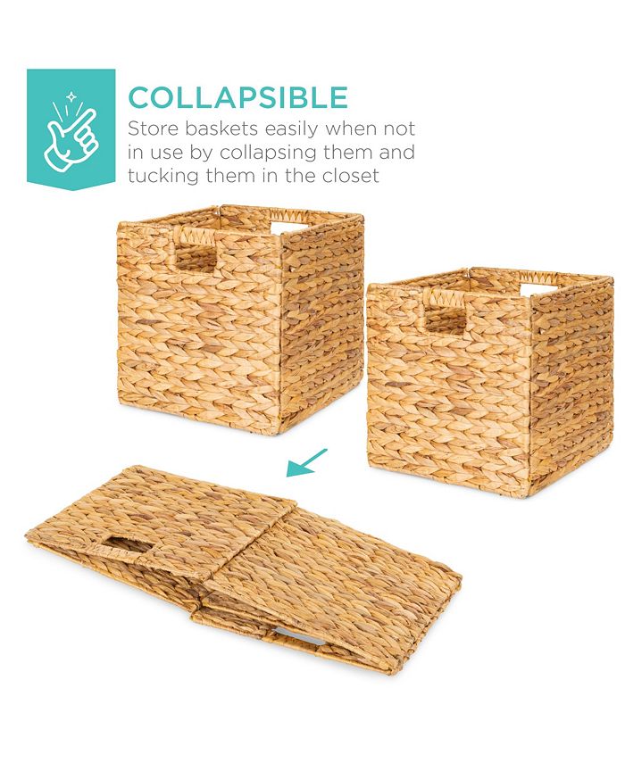 Best Choice Products 10.5x10.5in Hyacinth Storage Baskets, Set of 5 Multipurpose Collapsible Organizers - Tan/Beige - No Size -K4-0047