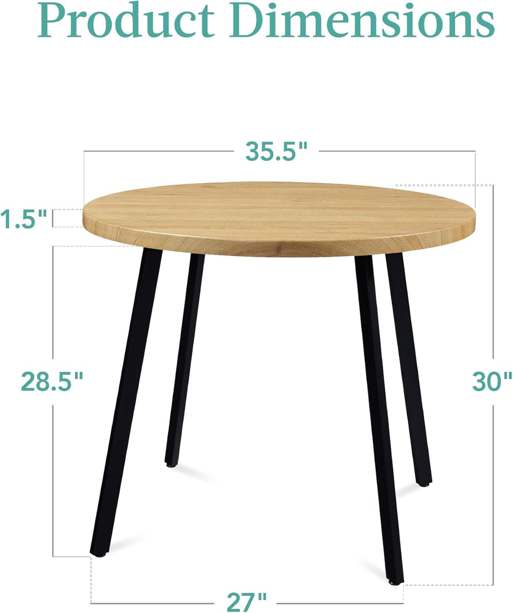 Best Choice Products Round Mid-Century Modern 35.5in Dining Table, Space-Saving Dinette for Home, Kitchen, Apartment w/Steel Legs - Natural 1855