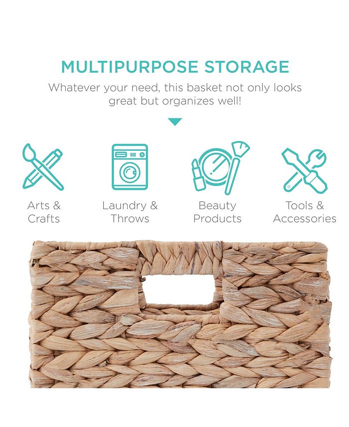 Best Choice Products 12x12in Hyacinth Baskets, Set of 5 Multipurpose Collapsible Organizers w/ Inserts - White -C9-0417