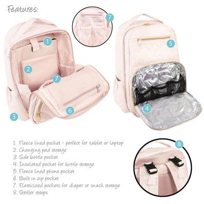 Hudson Baby Premium Diaper Bag Backpack and Changing Pad, Powder Pink, One Size - A9 - 659