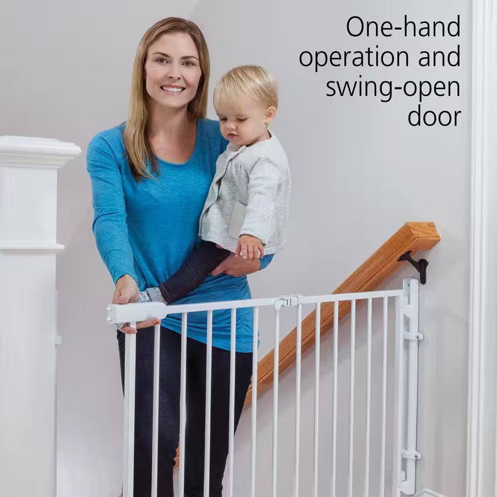 Safety 1st Ready to Install 28 in. Top of Stairs Child Safety Gate in White - H14 - 1773