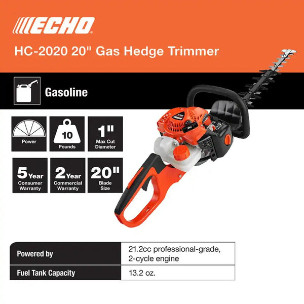 20 in. 21.2 cc Gas 2-Stroke Hedge Trimmer - 1792