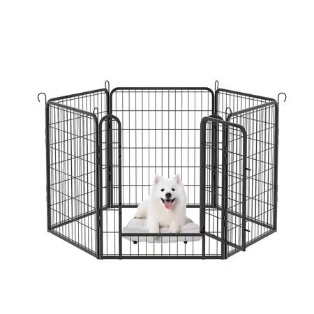 6 Panels Heavy Duty Metal Playpen with door,31.7"H Dog Fence Pet Exercise Pen for Outdoor, Indoor - D6 - 524