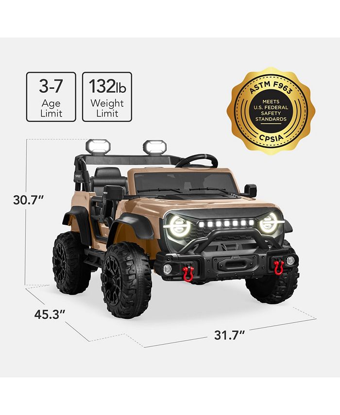 Best Choice Products Kids 24V 2-Seater Electric Ride-On Car Truck w/ Parent Control, Bluetooth, LED Lights - Tan/Beige - D4 - 1417