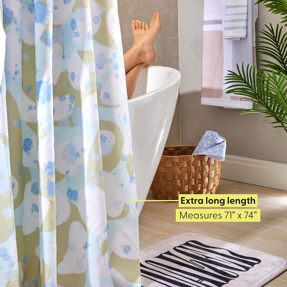 Society6 Shower Curtain - Bathroom Decor by Alison Janssen - Extra Long Fabric Shower Curtains for Bathroom, 72" x 69", Elegant Bird On Spots 1314