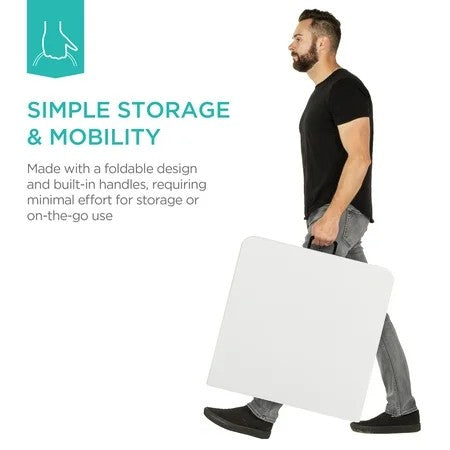 Best Choice Products 4ft Plastic Folding Table, Indoor Outdoor Heavy Duty Portable w/ Handle, Lock for Picnic - White 1740