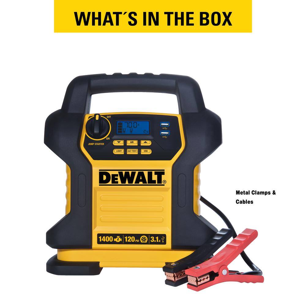 1400 Peak Amp Portable Car Jump Starter with Digital Compressor - C7 - 1182