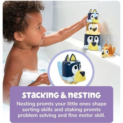 Tomy Bluey Family Pourers - Nesting, Stacking Cups Bath Toy - E5 - 1899