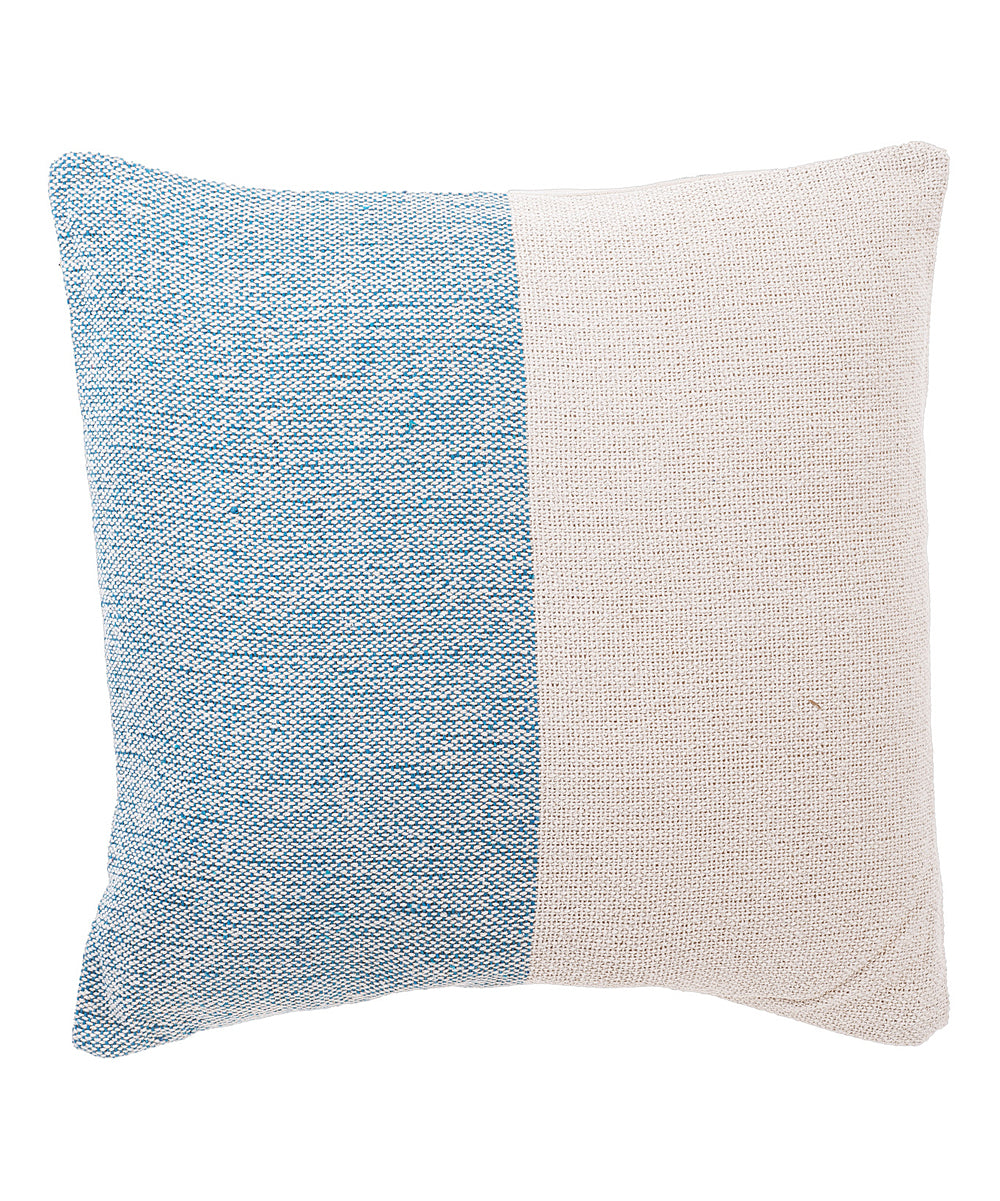 Light Blue & Off-White Color Block Throw Pillow - A7 - 580