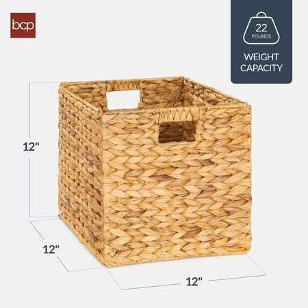 Best Choice Products 12x12in Hyacinth Baskets, Set of 5 Multipurpose Collapsible Organizers w/ Inserts - Natural - F9 - 1026