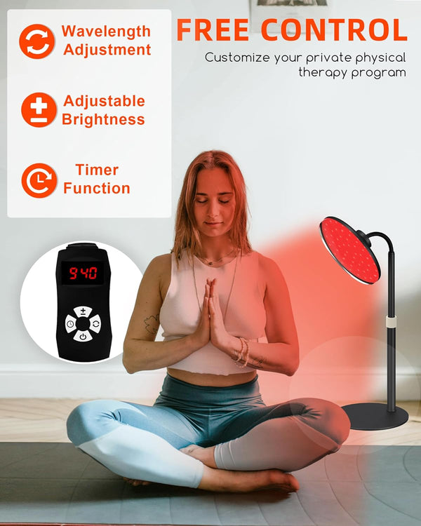 Red Light Therapy Lamp for Face- Facial and Body Treatment with Adjustable Height Stand, 120 LEDs, 590nm, 660nm, 660nm+940nm - Alleviate Muscle Soreness, Skin Vitality, Black 1973