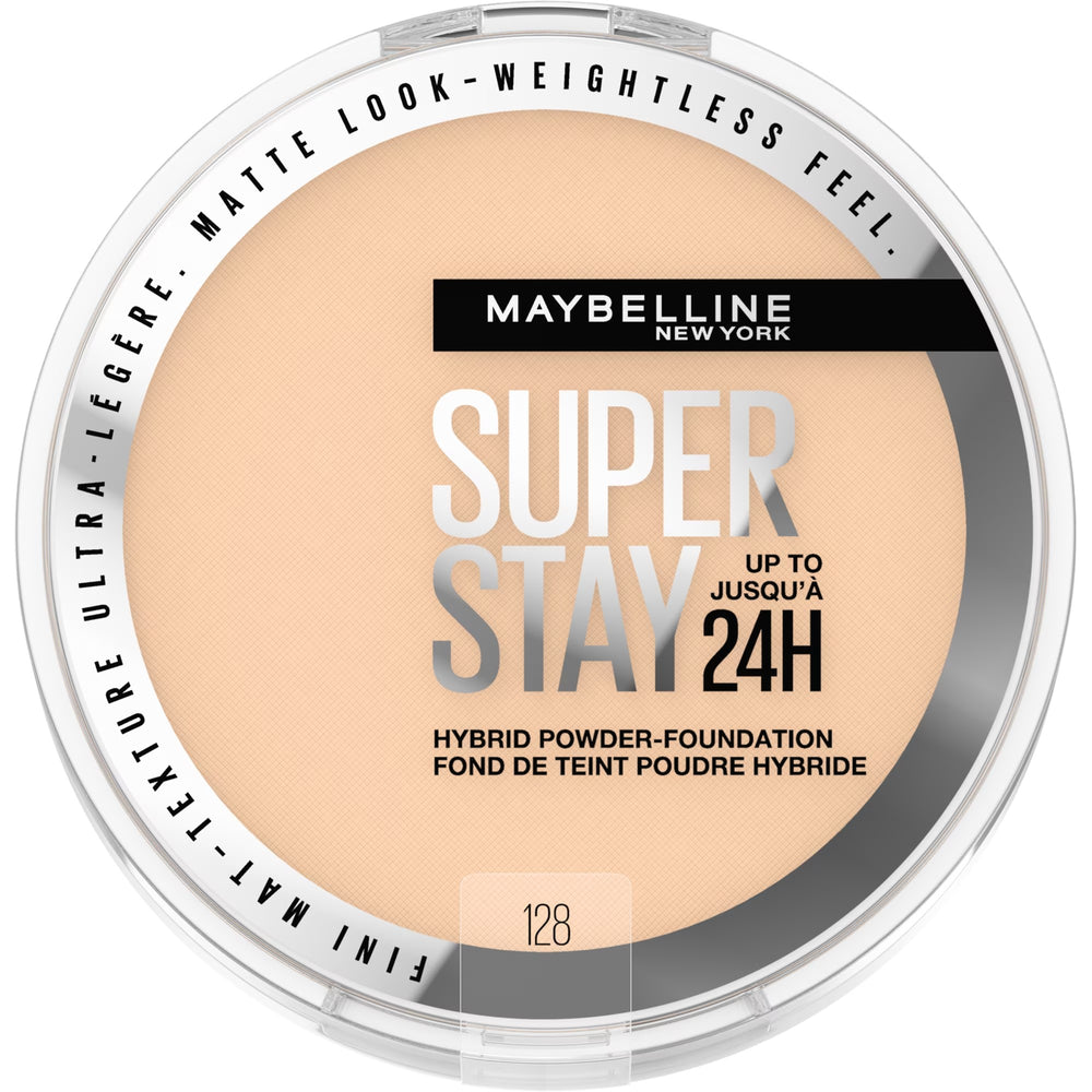Maybelline Super Stay Matte 24HR Hybrid Pressed Powder Foundation - 128- 0.21 oz: Noncomedogenic, Buildable Coverage, Suitable for All Skin Types -B8-0552