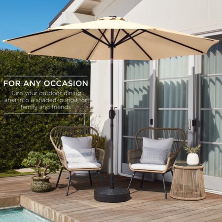 Best Choice Products 10ft Outdoor Steel Market Patio Umbrella w/ Crank, Tilt Push Button, 6 Ribs - Sand - E3 - 964