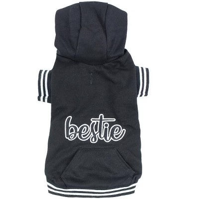 Parisian Pet 'Bestie Hoodie' in Black - Trendy Pet Hoodie for Dogs & Cats, Perfect for Fall & Winter-Valentine's Day M -G8-0189