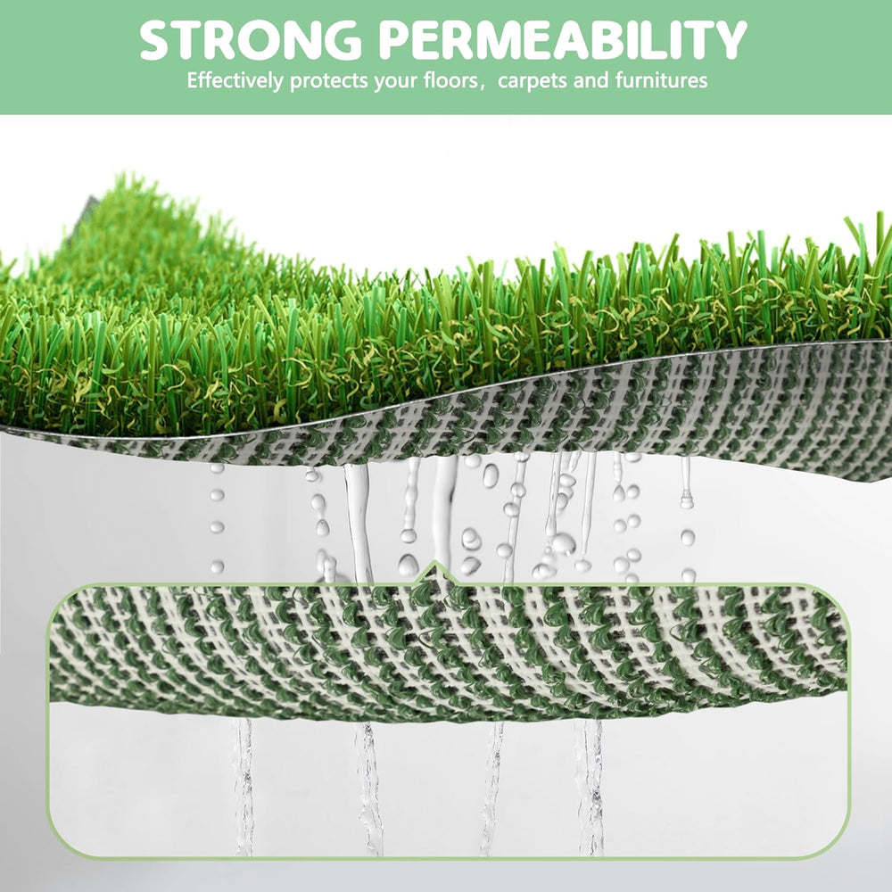 Dog Grass Pad With Tray, 25" x 20" Potty for Puppy Training, Reusable Artificial Pee Pad, Indoor/Outdoor Pet Toilet Loo, 3-Layer System - C4 - 525