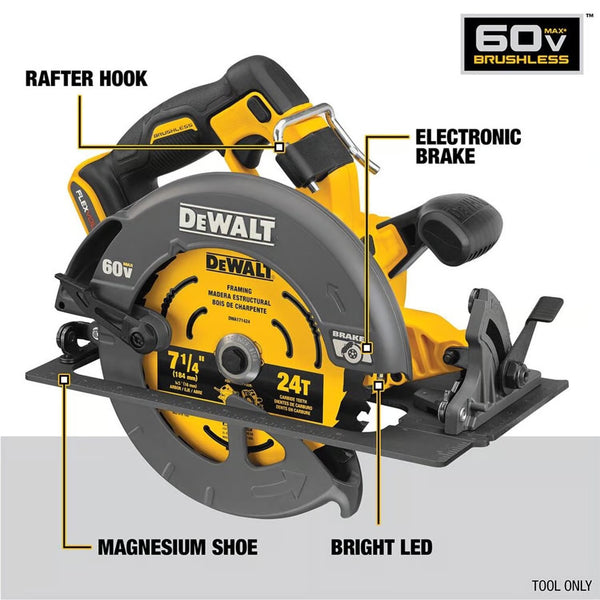 DeWalt 60V MAX 7-1/4 in. Cordless Brushless Circular Saw Tool Only 1862