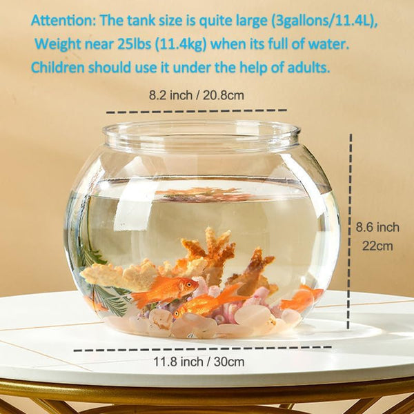 Newpol  Large Size  3 Gallon Plastic Fish Bowl, Aquarium Fish Tank 11.5 Liters 1975